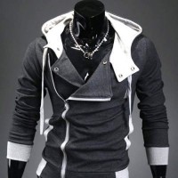 Sweat a capuche Hoodie Men Fashion Gilet sweater Outwear Gris foncé